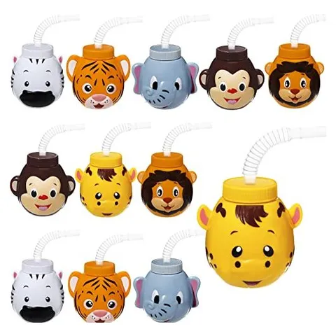 Hoolerry 3D Animal Cups with Bendy Straws
