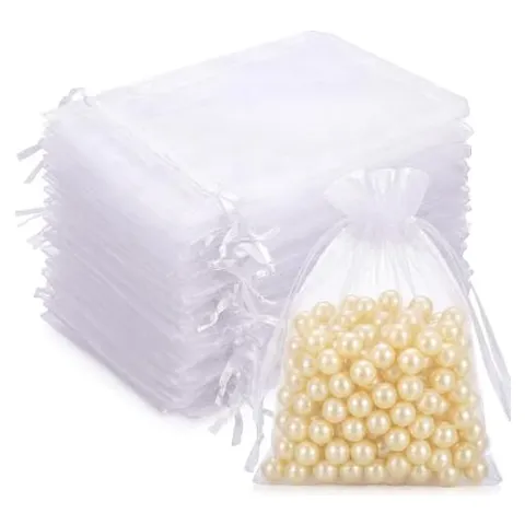 Hoolerry Organza Drawstring Gift Bags – White