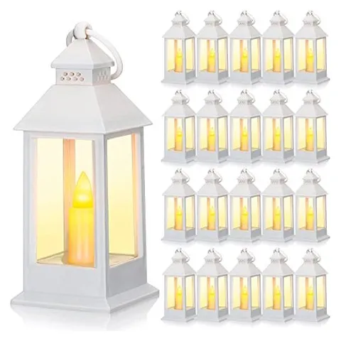 Hoolerry Mini Lanterns with LED Candles – White