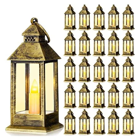 Hoolerry Mini Lanterns with LED Candles – Bronze