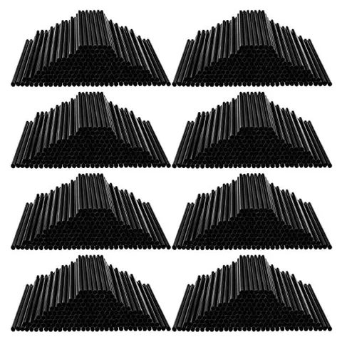 Hoolerry Individually Wrapped Plastic Straws – Black