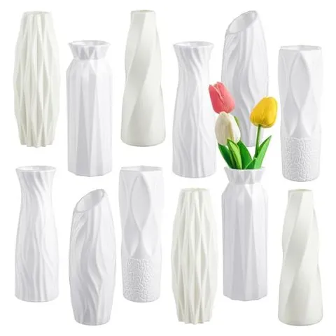 Hoolerry White Flower Vases for Centerpieces – Retro Style