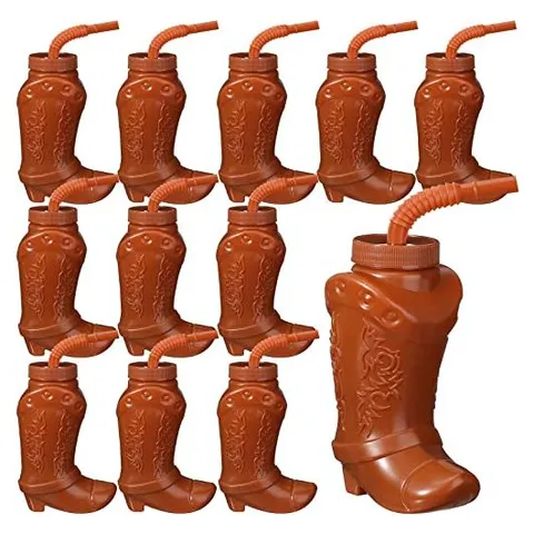 Hoolerry Cowboy Boot Cups with Lids & Straws – Brown