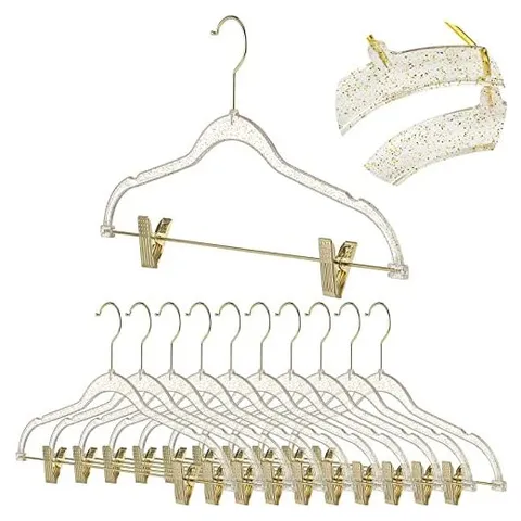 Hoolerry Clear Gold Acrylic Hangers with Clips