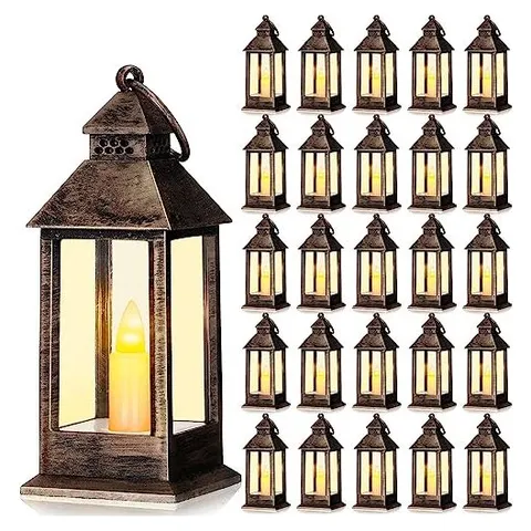 Hoolerry Mini Lanterns with LED Candles – Rustic