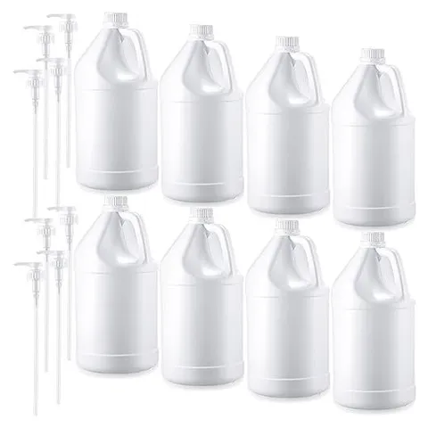 Hoolerry 1 Gallon Plastic Jugs with Caps – white