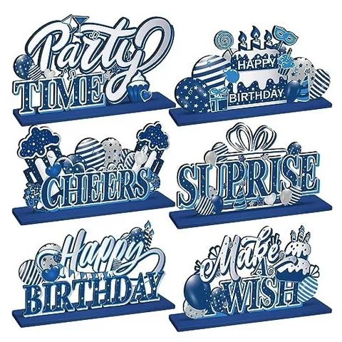 Hoolerry Wooden Holiday & Sports Table Centerpieces – Blue · Birthday