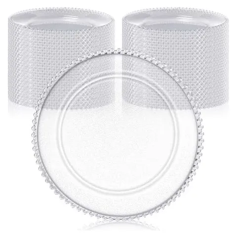 Hoolerry Clear Charger Plates, 13 in – Transparent