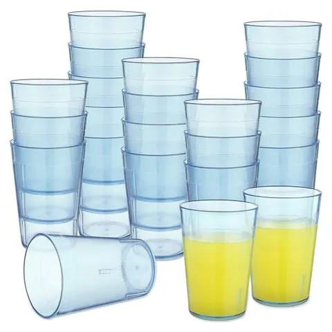 Hoolerry Clear Plastic Drinking Glasses, 5 oz – Light Blue