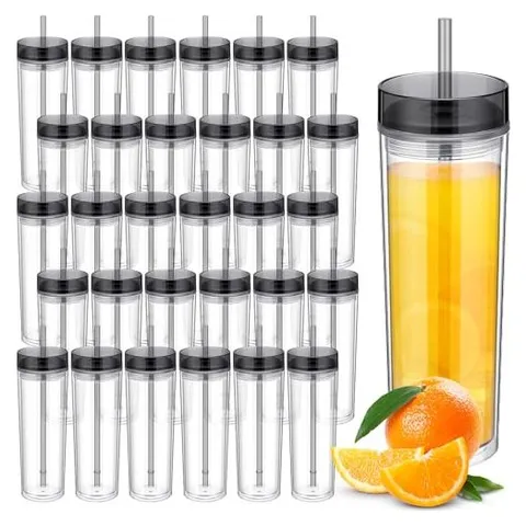 Hoolerry Acrylic Skinny Tumblers, 16 oz – Black