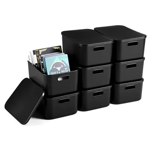 Hoolerry Plastic Storage Bins – Black